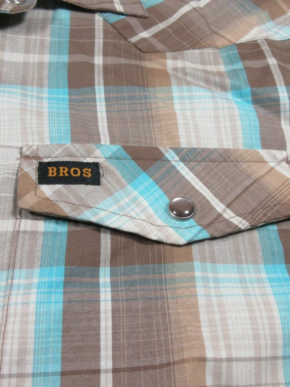 Howler Bros mens brown blue white plaid snap western shirt M EUC - Picture 4 of 10